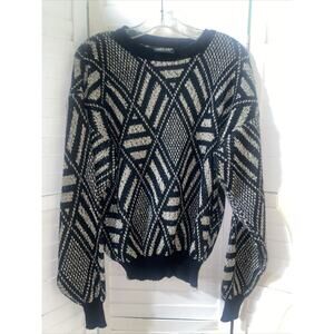 Vintage Spettro 80s 90s Ugly Gray Black Sweater Cosby Grandpa Sz Large